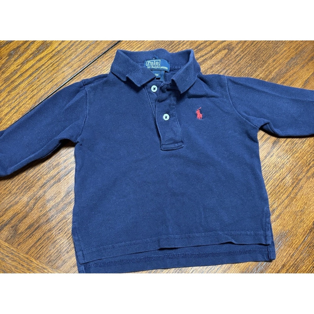 Vintage Polo By Ralph Lauren Polo Navy Blue Infant 9 Months Mesh Long Sleeve